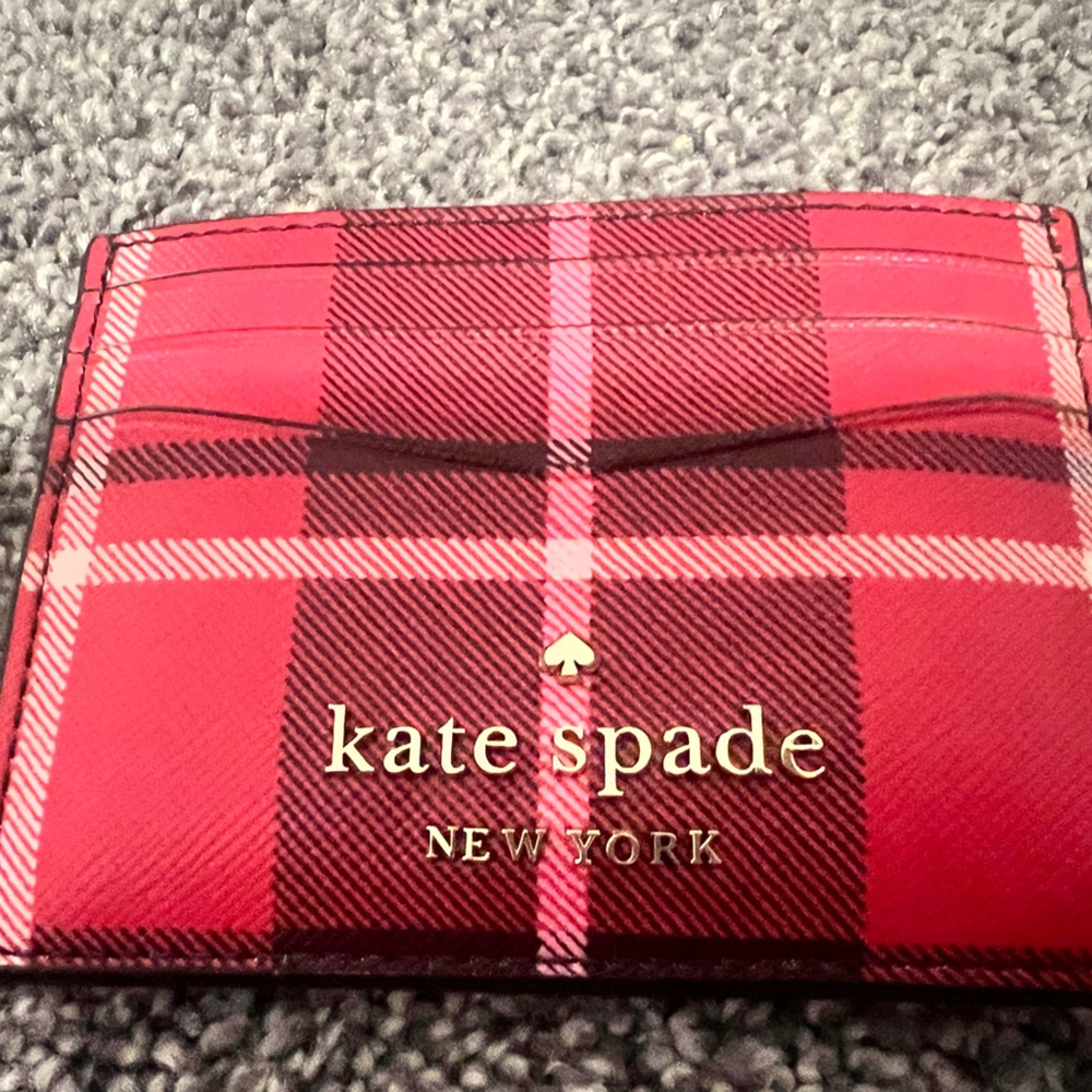 Brand New Kate Spade Small Slim Plaid Card Holder.